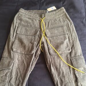 Olive Corduroy Cargo Pants